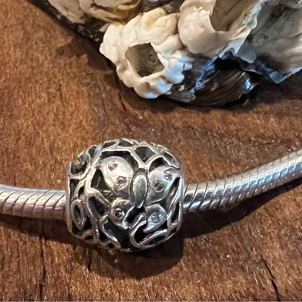 925 European Large Charm Butterfly Bead Floral Sterling Silver Garden Openworks